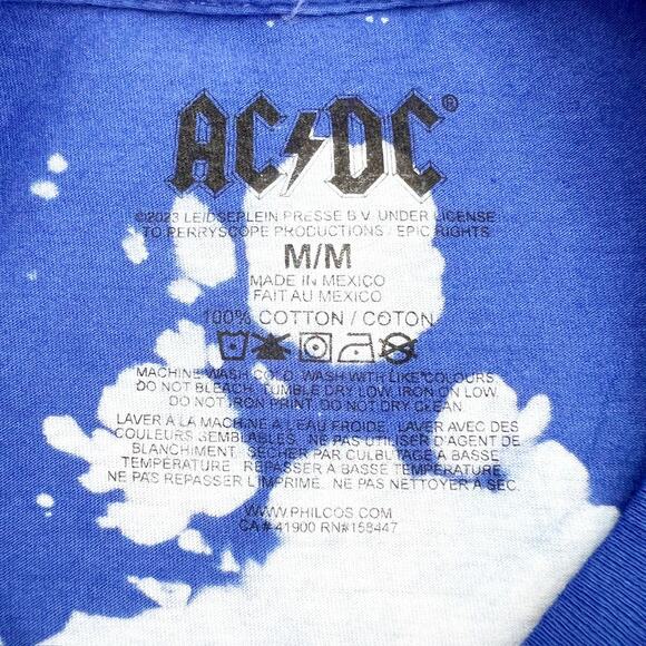 ACDC Unisex Blue White High Way To Hell Tie Dye Graphic Tee T Shirt Size M - Picture 3 of 3